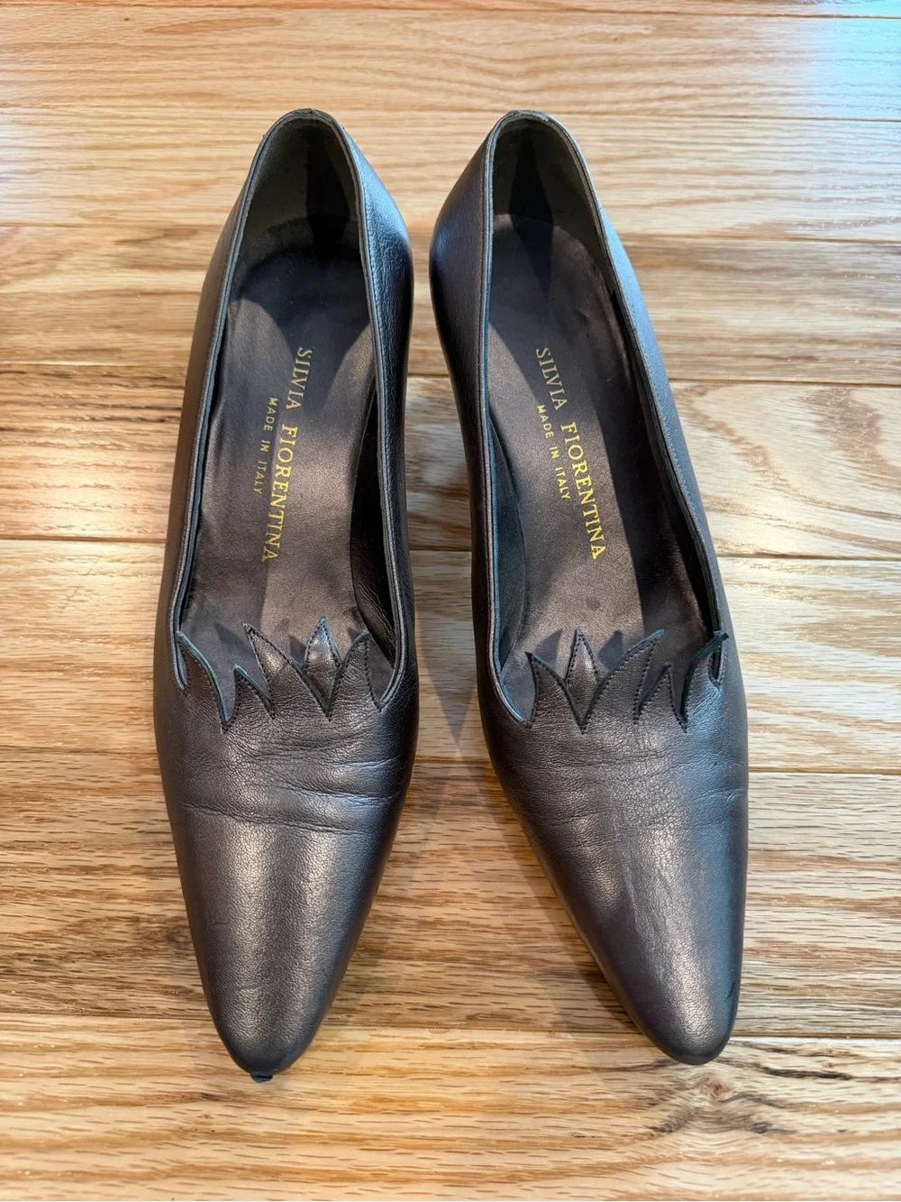 Silvia Fiorentina Black Leather Pointed Toe Pumps